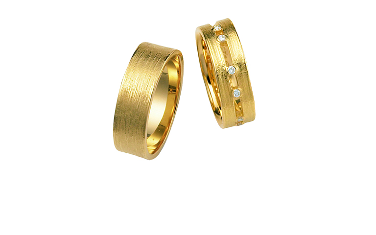 02255+02297-wedding ring, gold 750 with brilliants